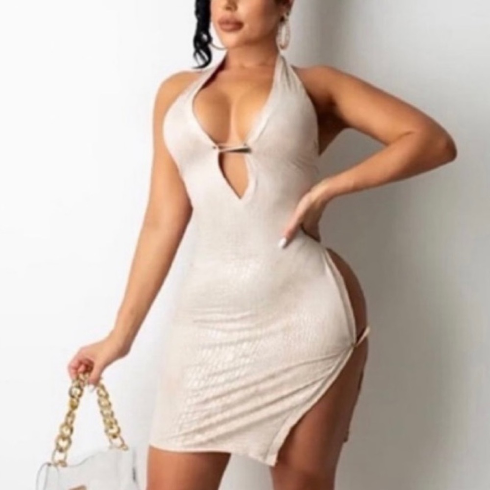 ON SALE ! Sexy Cream snakeskin dress